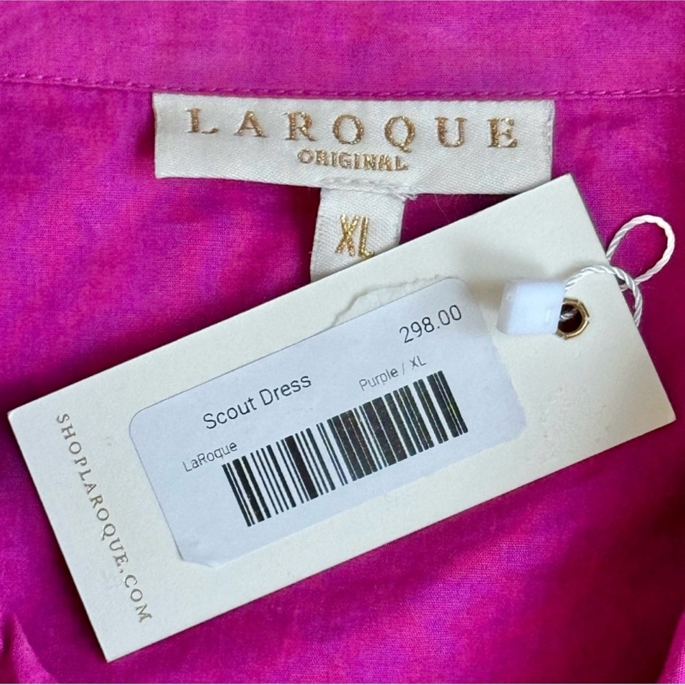 LaRoque Shirt Dress Pink Cotton Tiered Mini Lace Trim Size XL NWT Scout - Picture 7 of 9